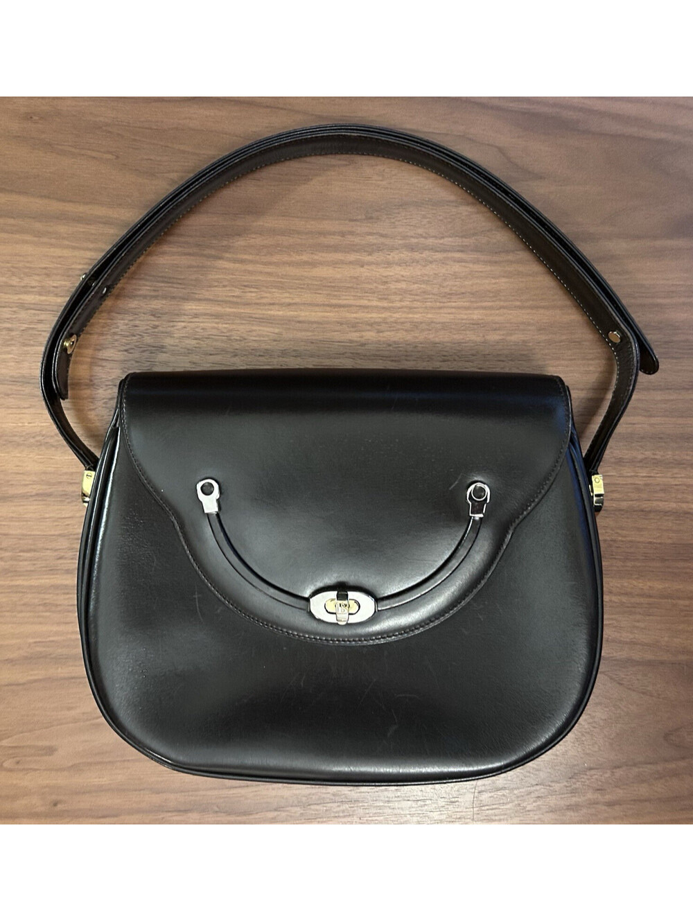 BALLY Vintage Classic Luxury Structured Brown Leather Shoulder Bag - Made Italy